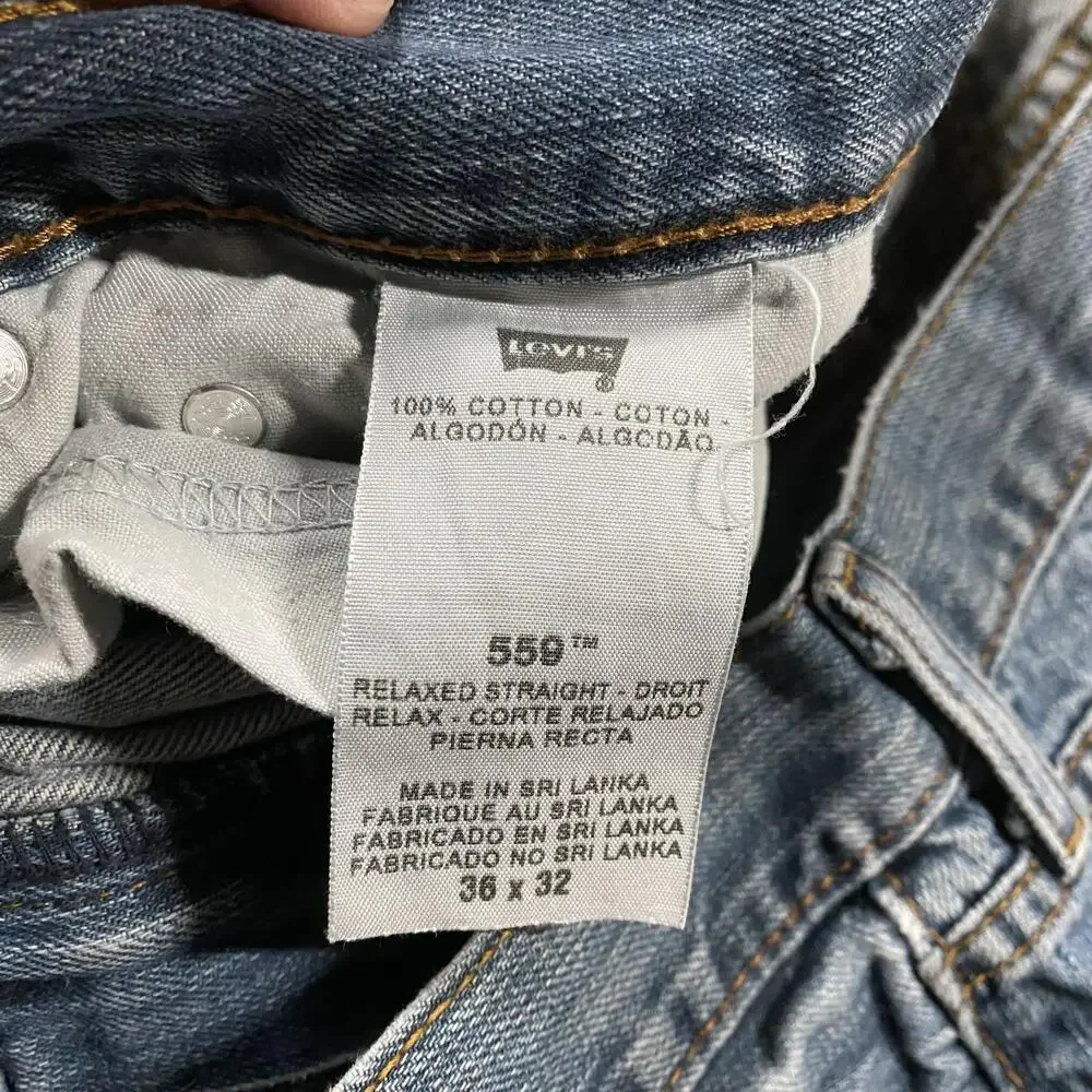 Levis 559 Jeans Mens 36x32* Blue Relaxed Straight Denim Medium Wash Zip Fly